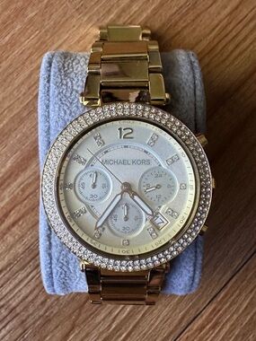Michael Kors Parker Gold Crystal-Accented Women's Watch MK 5354